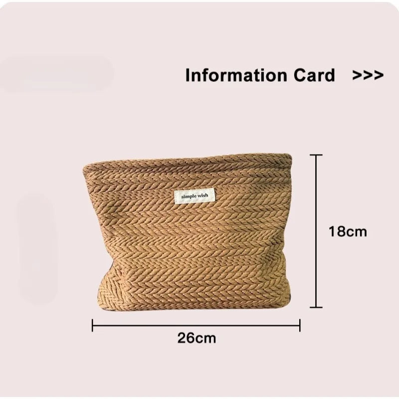 Portable Handwoven Cotton Makeup Bag – Artistic Crochet Cosmetic Pouch with Zipper, Minimalist Clutch for Women Storage Bag Peaceful Pleasures Health and Wellness