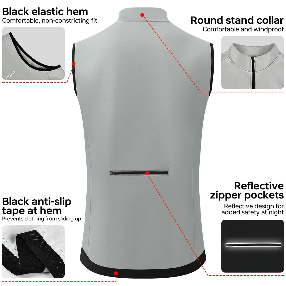 X-TIGER Men's Fleece Cycling Vest – Windproof Winter Jacket