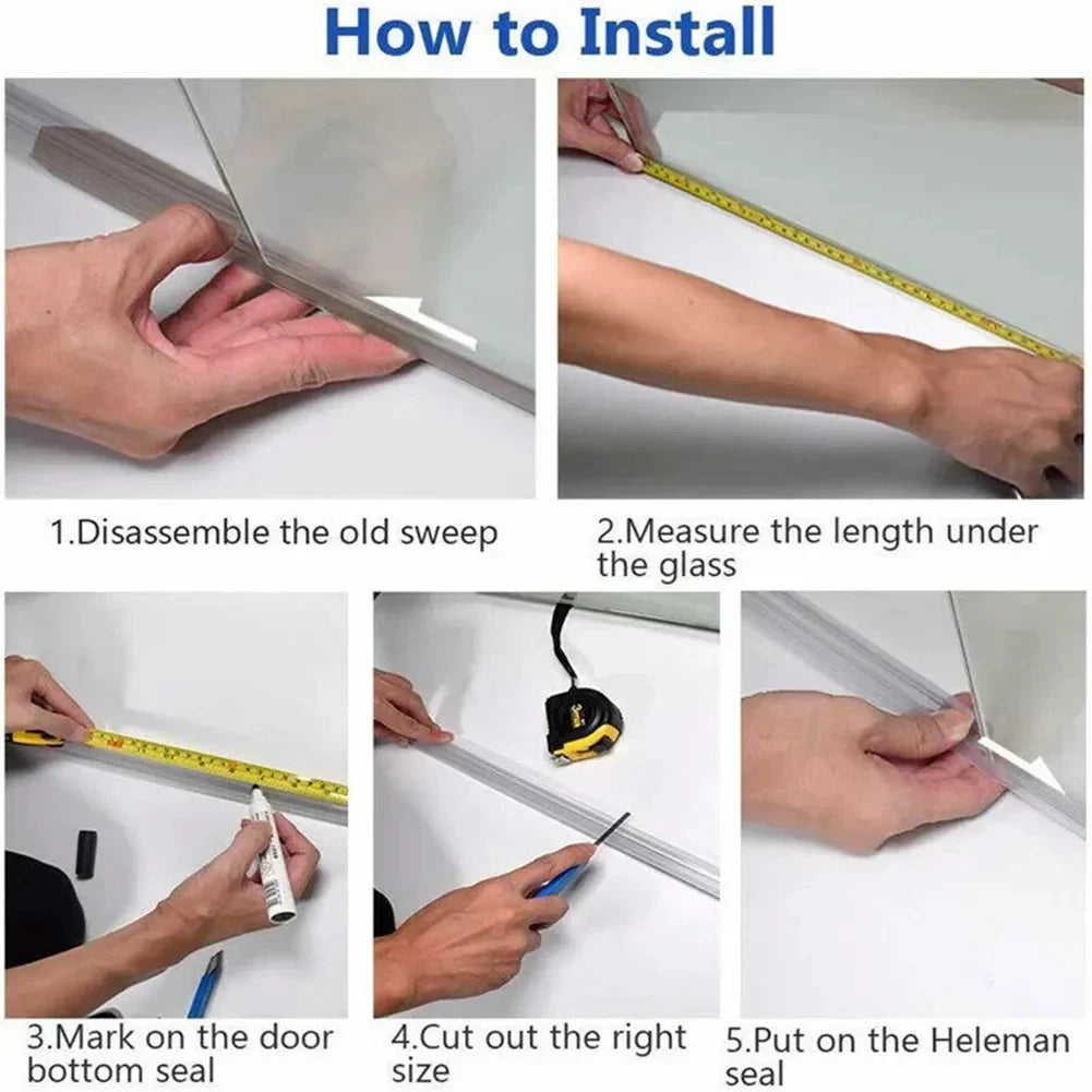 Shower Door Seal Strip PVC Weatherstrip for 4–6mm Glass