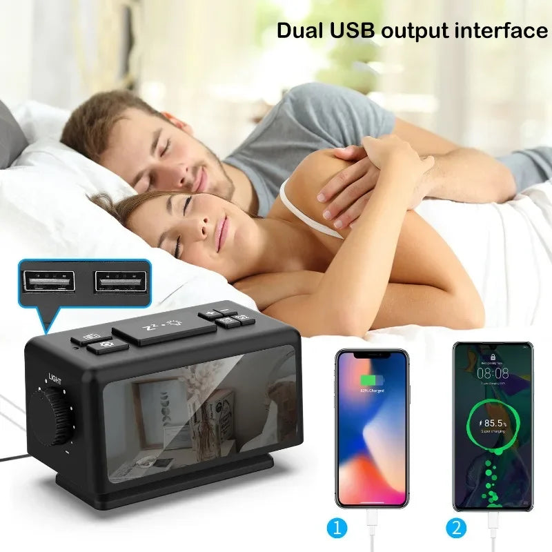RGB LED Alarm Clock FM Radio Adjustable Brightness Date Display