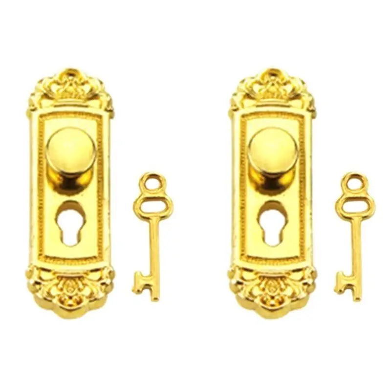 1/12 Miniature Dollhouse Door Lock & Key Set – 2Pcs Metal