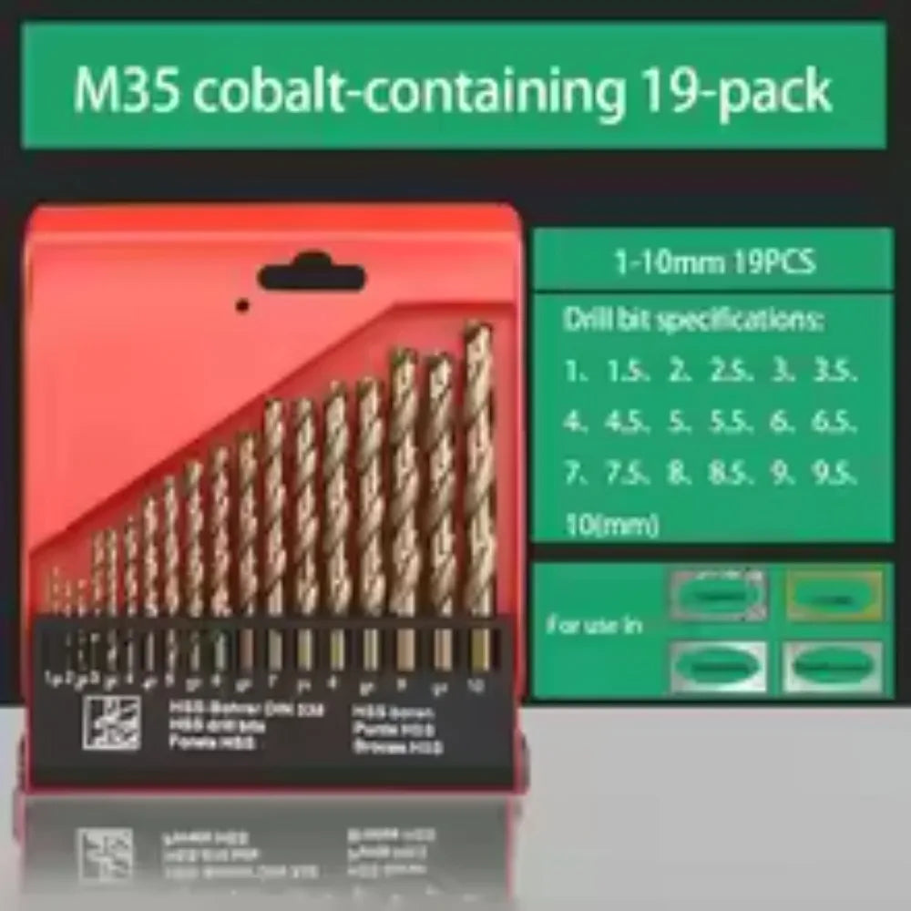 M35 Cobalt HSS Twist Drill Bits Set – Metal & Stainless Steel