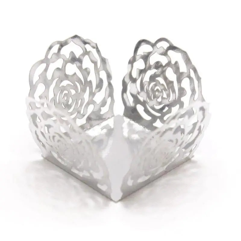 50-Pack Gold Rose Laser-Cut Dessert Liners & Cake Wrappers
