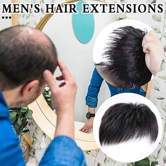 Men's Clip-On Hair Topper – Black Short Coverage Piece Men's Hair Topper Oasis Select