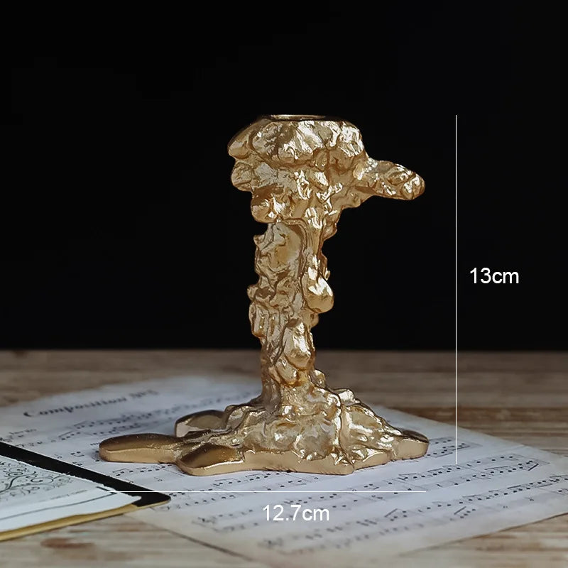 European Retro Candle Holder Ornament Candlelight Dinner Decoration Photo Prop Peaceful Pleasures Health and Wellness gold
