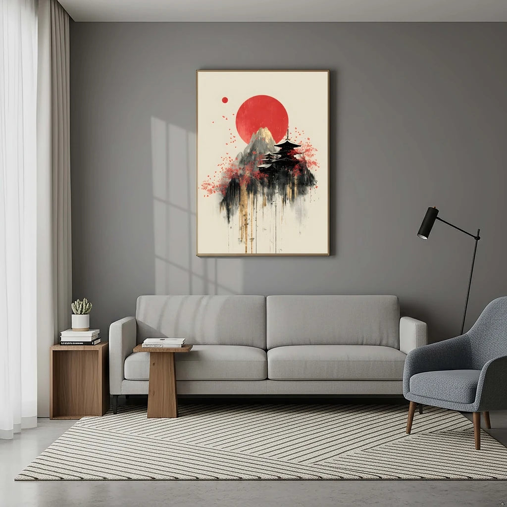 Abstract Wall Art Japanese Landscape Canvas Painting Modern Style Poster Prints Living Room Wall Decor Peaceful Pleasures Health and Wellness