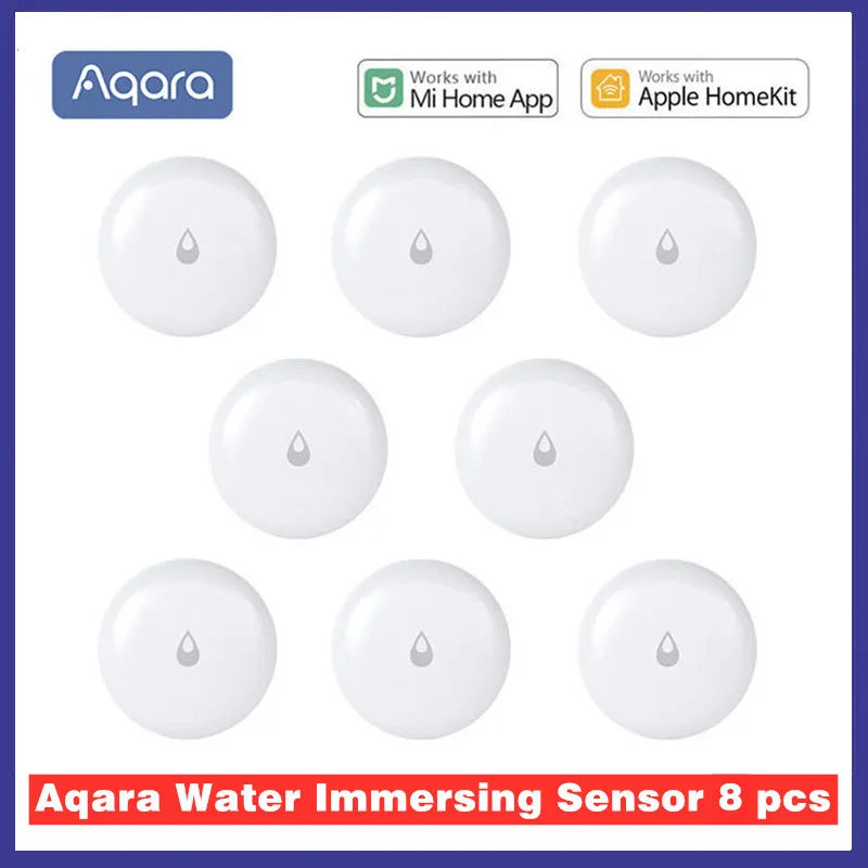 Aqara ZigBee Water Leak Sensor Water Immersing Floor Detector Alarm Security Soaking Sensor For Xiaomi Mi Home Homekit APP Peaceful Pleasures Health and Wellness Water Sensor 8 Pcs