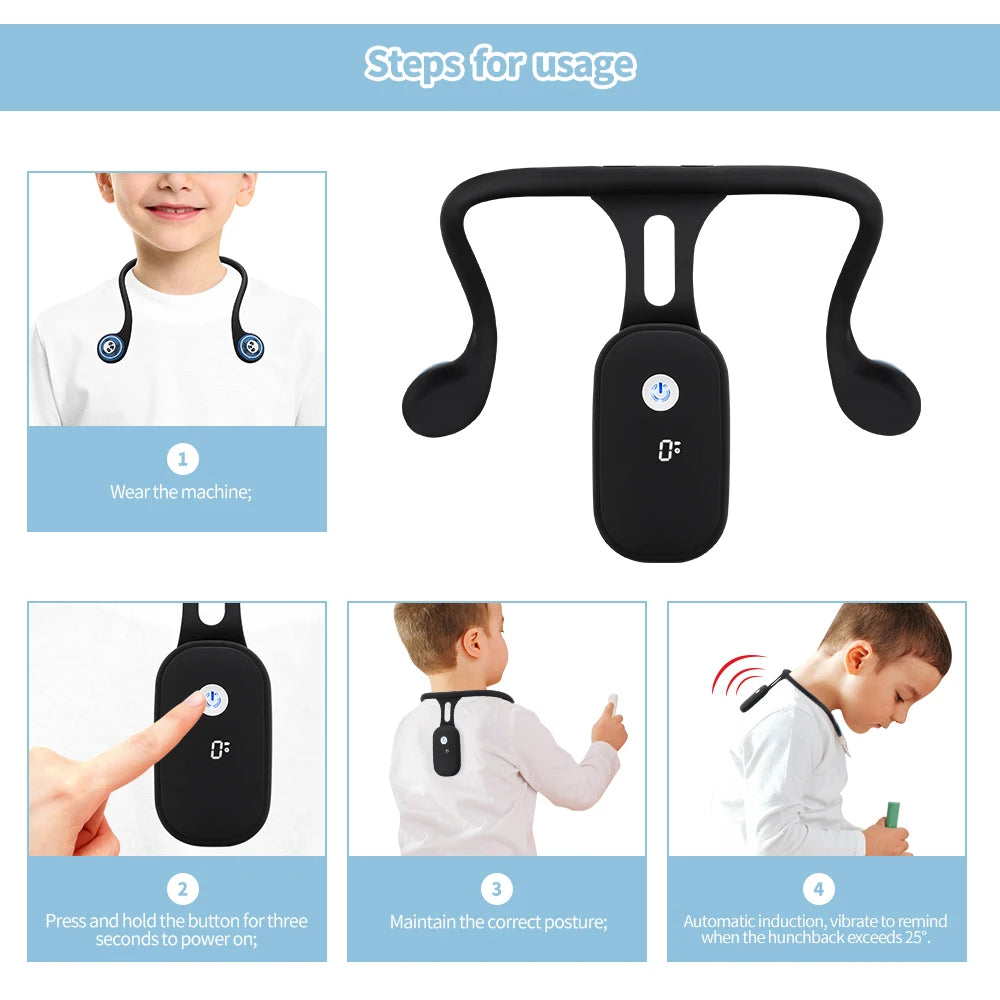 Smart Back Posture Corrector Humpback Vibration Reminder Turtle Neck Corrector for Adult & Child Shoulder Back Straighten Peaceful Pleasures Health and Wellness