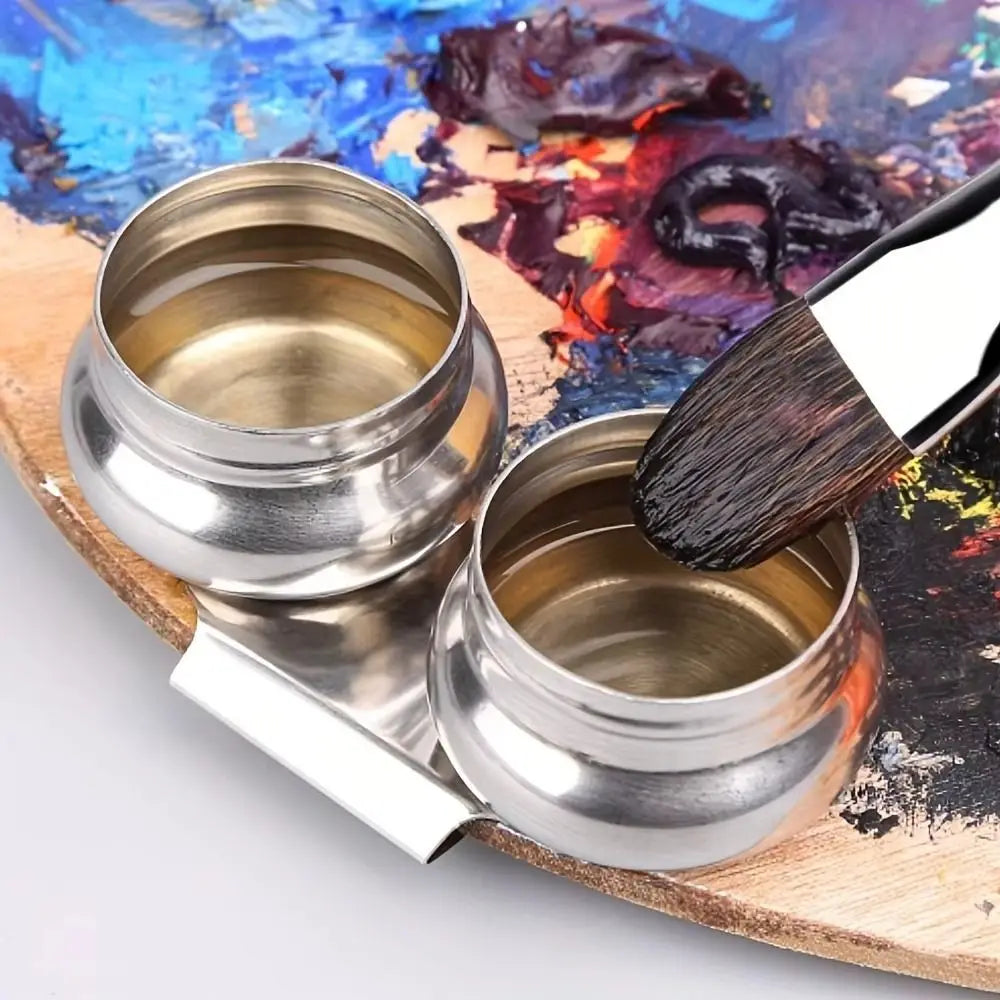Stainless Steel Painting Oil Pot with Lid – Single & Double Hole