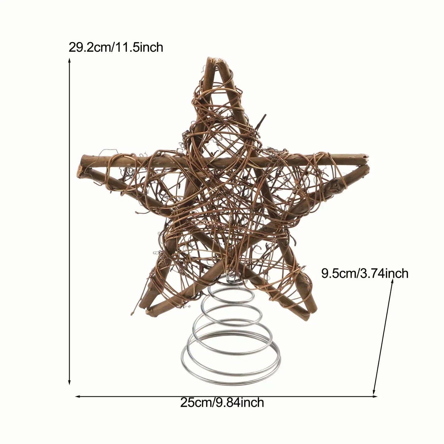 Spiral Star Christmas Tree Topper Ornament – Wood & Wire 11.5"