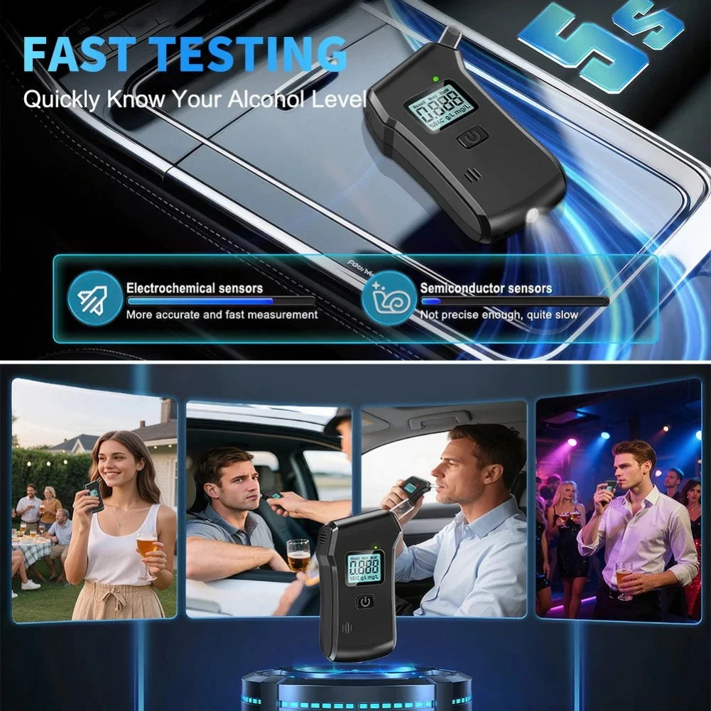 Breath Alcohols Tester,High-Accuracy Breathalyzers with LCD Display Portable Rechargeable Diagnostics Tool For Alcohols Testing Peaceful Pleasures Health and Wellness