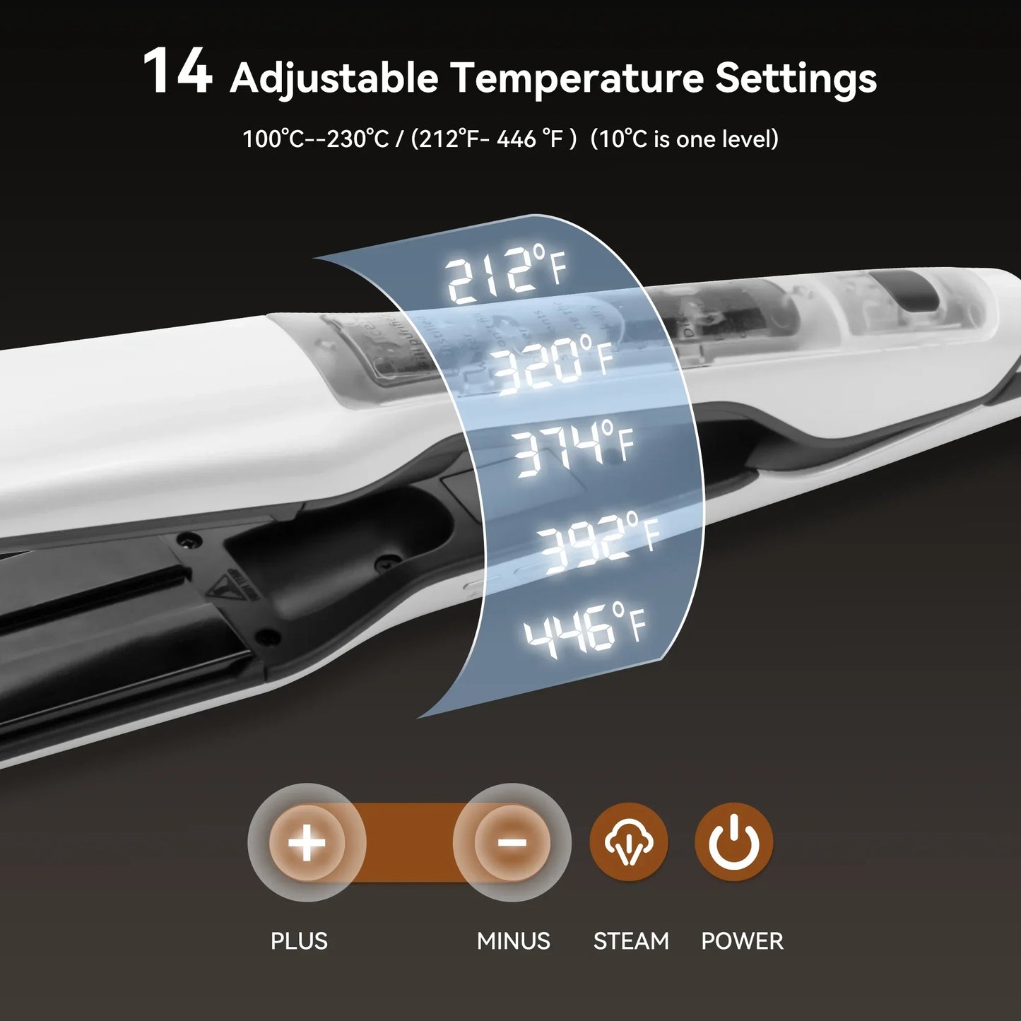 URGGU Steam Hair Straightener Nano Titanium Ceramic Flat Iron