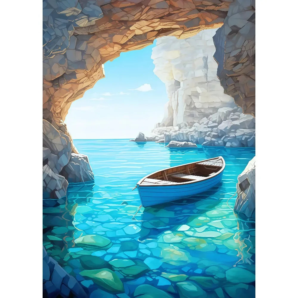 Anime Summer Landscape Canvas Wall Art | Beach Forest Cabin