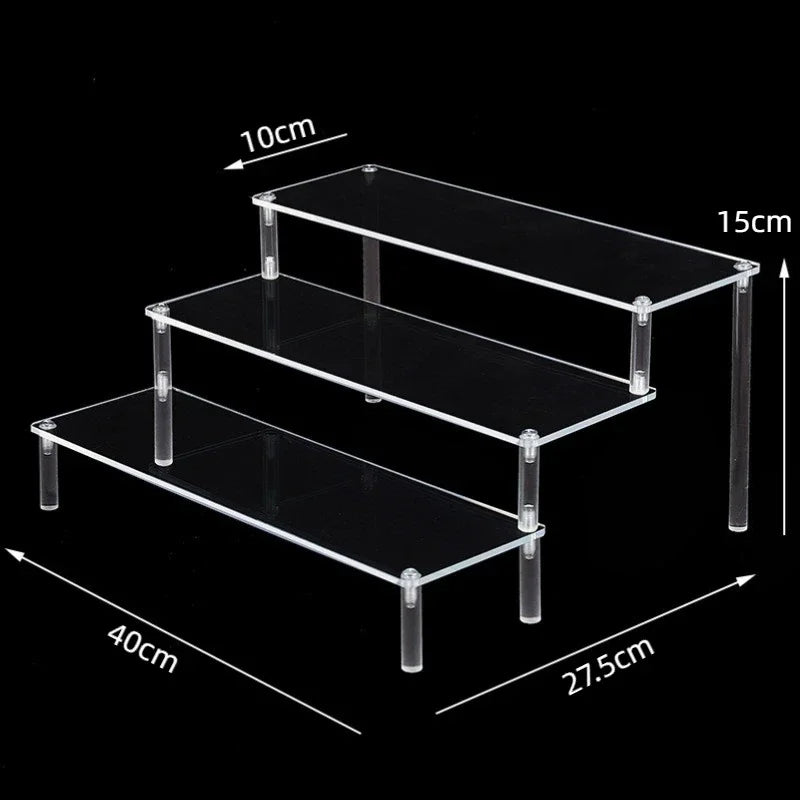 Black Acrylic Display Stand 1–5 Tier Riser for Figures & Decor