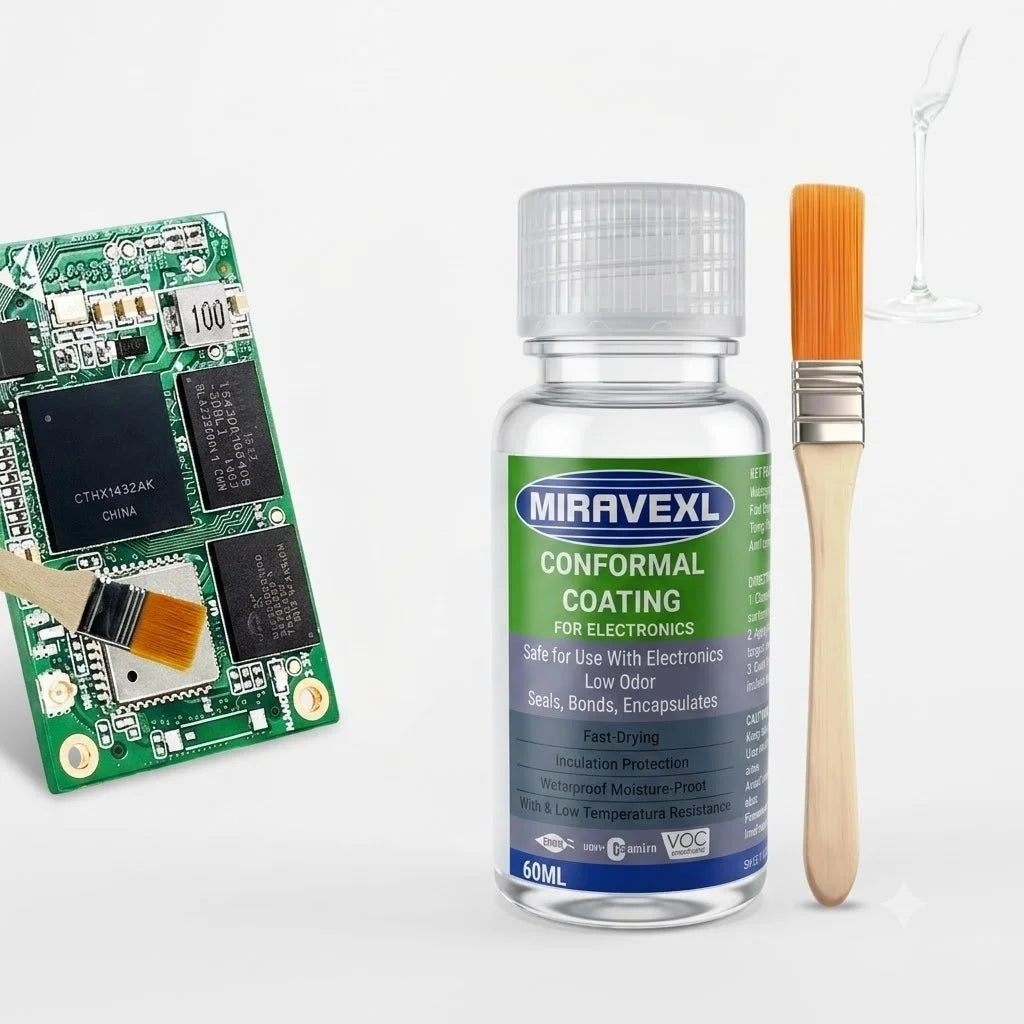 MIRAVEXL Clear Conformal Coating + Brush – Waterproof PCB Varnish