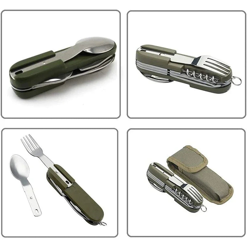 Portable Stainless Steel Camping Utensil Set – Fork Spoon Knife