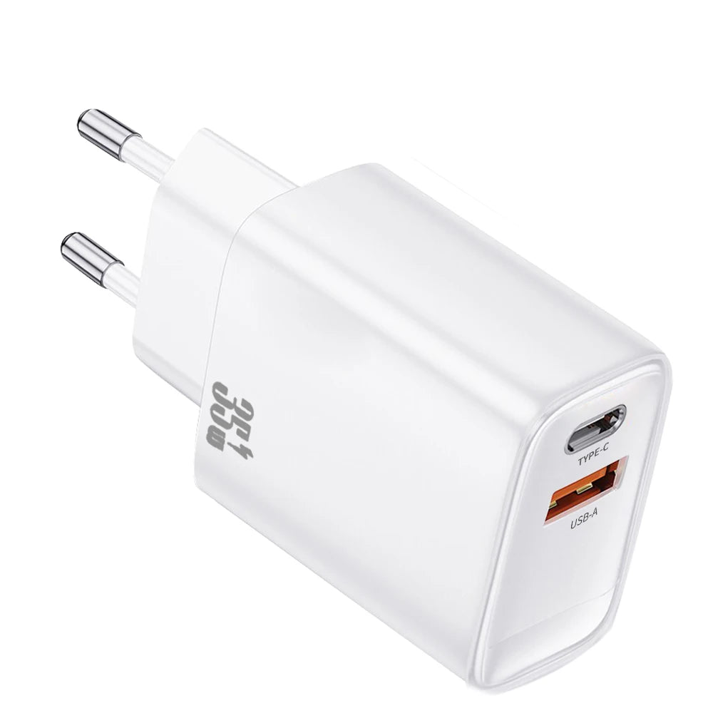 35W Dual Port USB C Fast Charger, Type C USB A QC PD Wall Adapter, EU/US Plug for iPhone 15 14 Xiaomi Samsung Oneplus Phones Peaceful Pleasures Health and Wellness EU-Plug