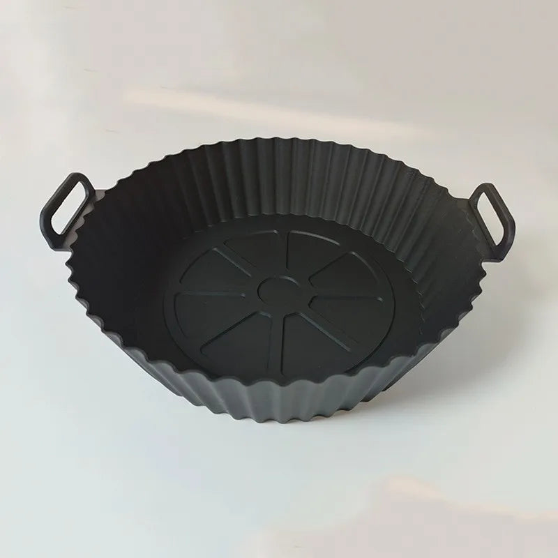 Air Fryer Silicone Liners Air Fryer Silicone Pot Reusable Silicone Air Fryer Liners Food Safe Non Stick Air Fryer Basket Accesso Peaceful Pleasures Health and Wellness Black