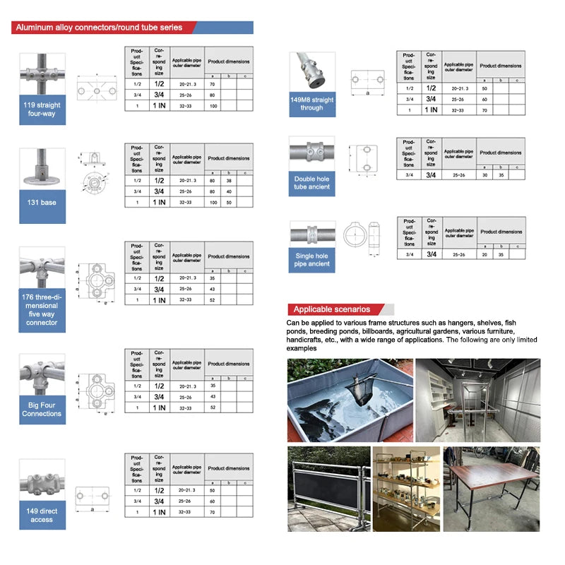 3D Fitting Connection FastenerAluminum Alloy Connector Elbow Tee Base Flat 20/25mm Steel Tube Shelf Parts Peaceful Pleasures Health and Wellness