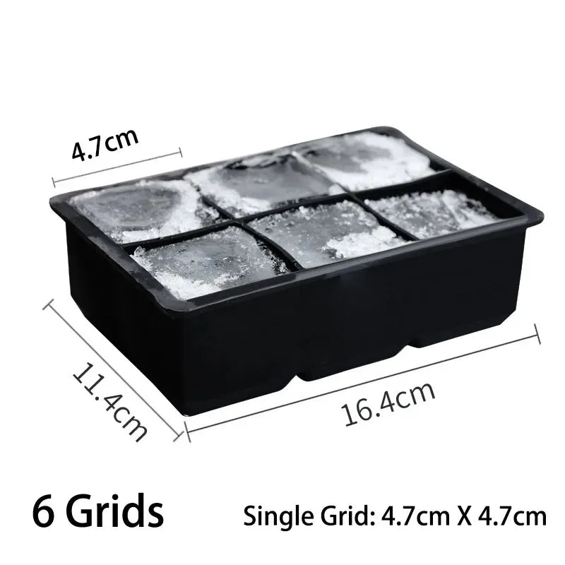 4/6/8/Grid Big Ice Tray Mold Box Large Food Grade Silicone Ice Cube Square Tray Mold Diy Bar Pub Wine Ice Blocks Maker Model Peaceful Pleasures Health and Wellness Style2