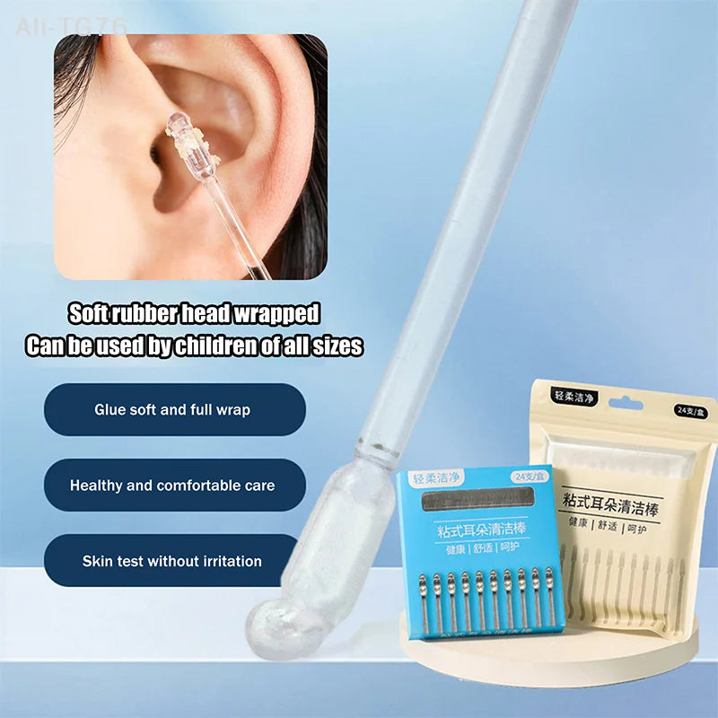 24-Pack Sticky Ear Wax Cleaner | Soft Tip Earwax Remover Tool
