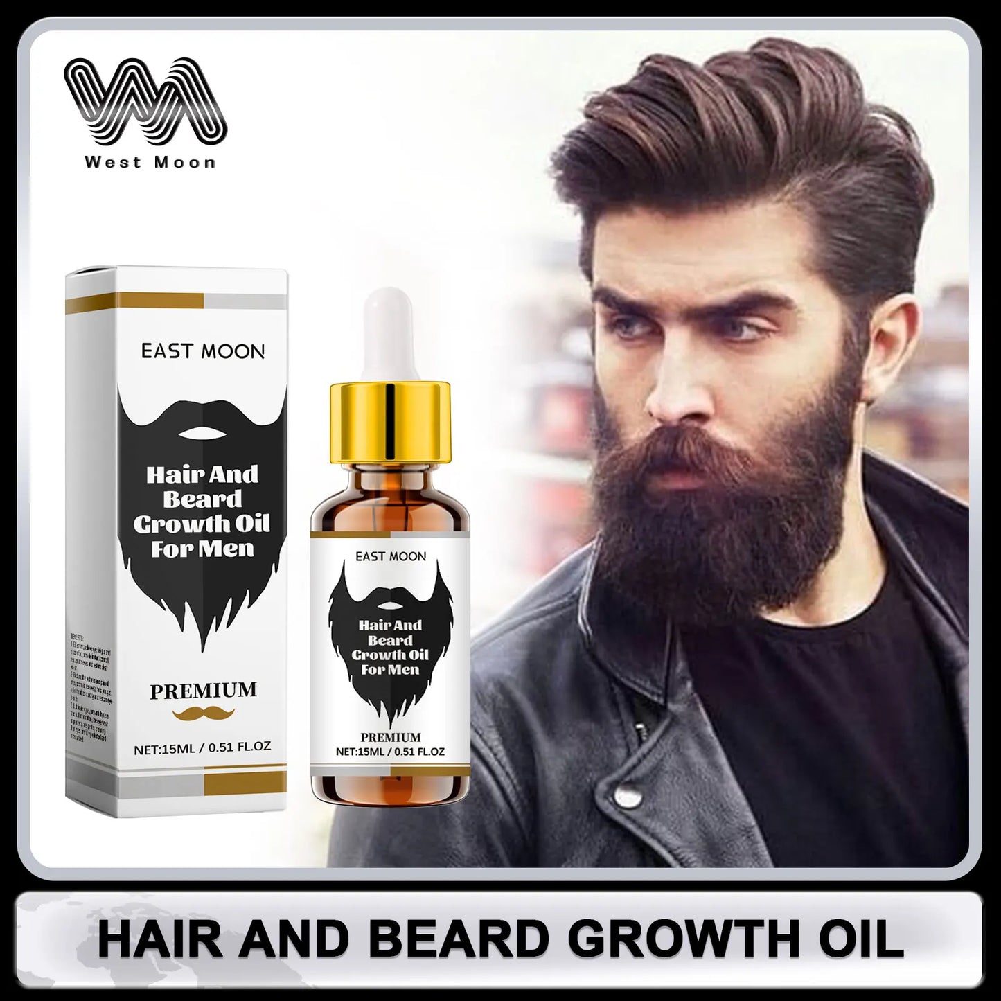 East Moon Hair Growth Serum for Men – Beard & Scalp Essence 15ml