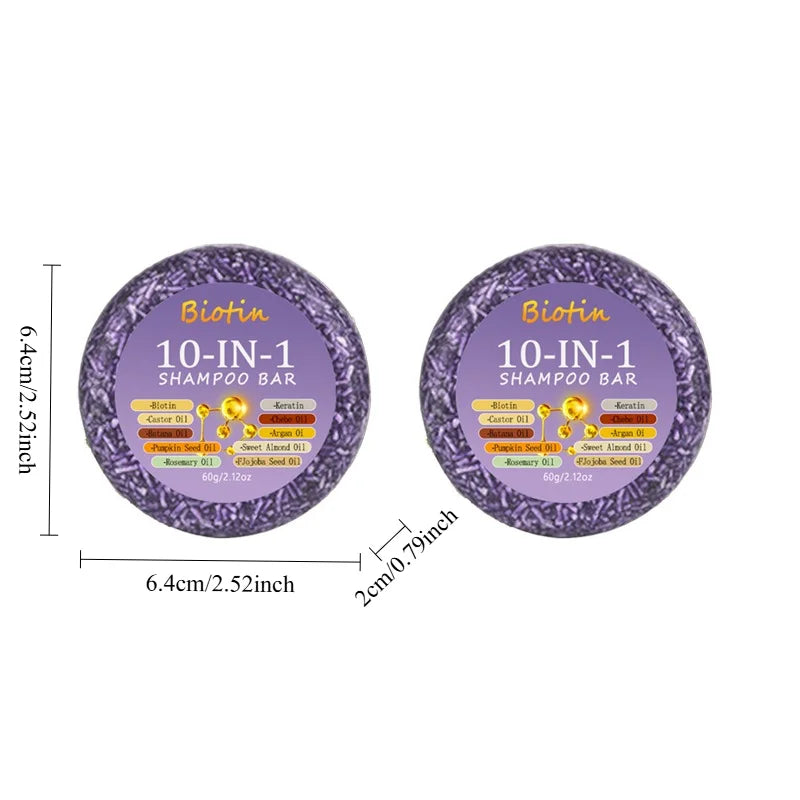 2-Pack Biotin & Keratin 10-in-1 Shampoo Bar – All Hair Types
