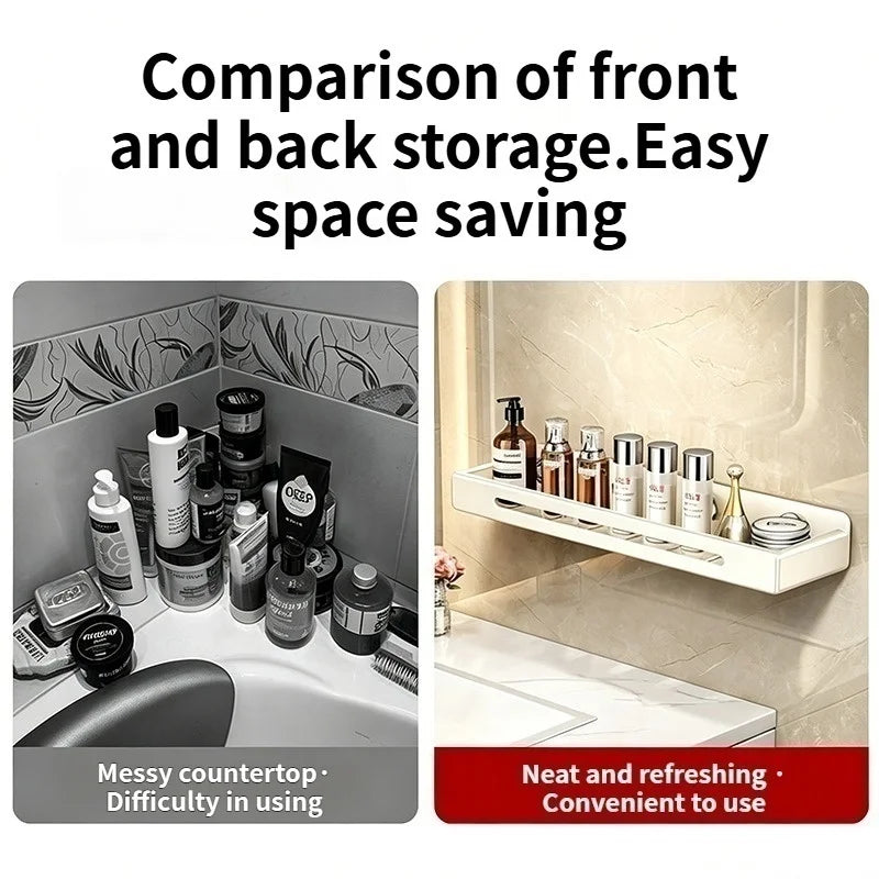 No-Drill Suction Cup Wall Shelf | Bathroom Storage Rack