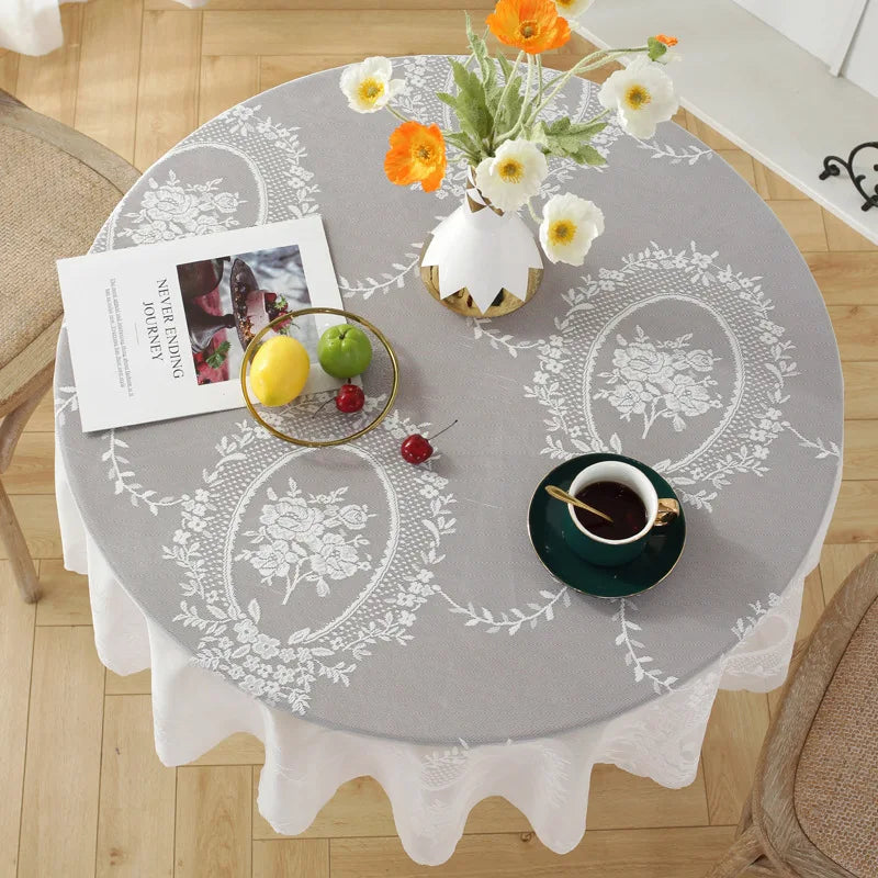 Battilo White Lace Tablecloth | Wedding & Banquet Table Cover