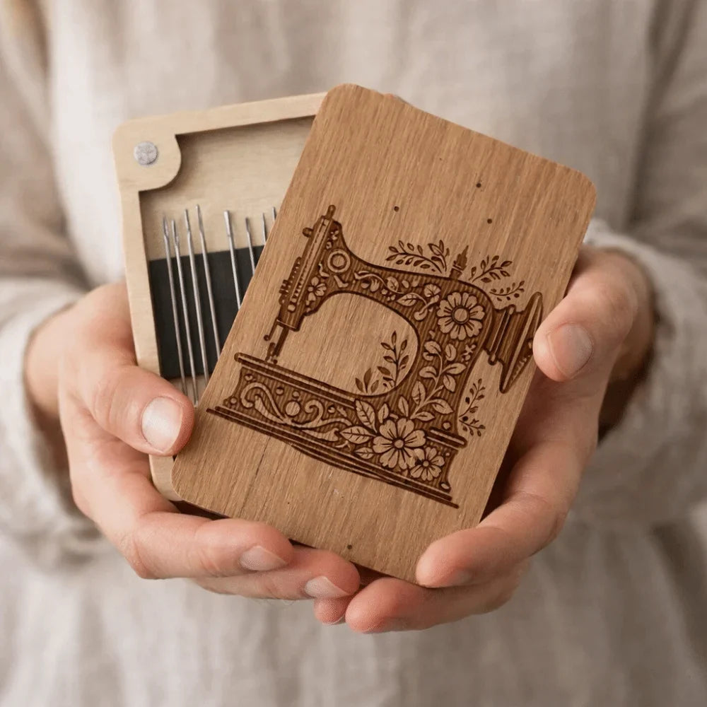 Sewing Machine Magnetic Needle Case | Handmade Wooden Holder