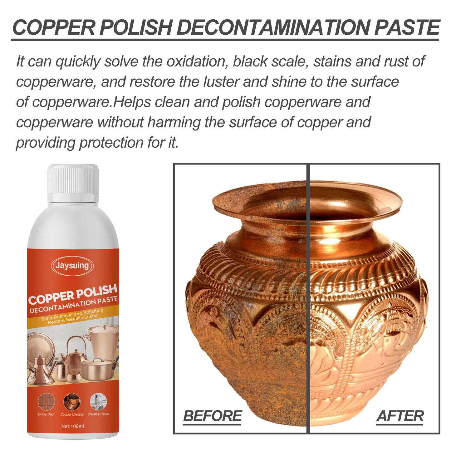 Brass and Copper Tarnish Remover Harmless Non-abrasive Metal Polish Cleaner for Macular Limescale Stubborn Stains Peaceful Pleasures Health and Wellness