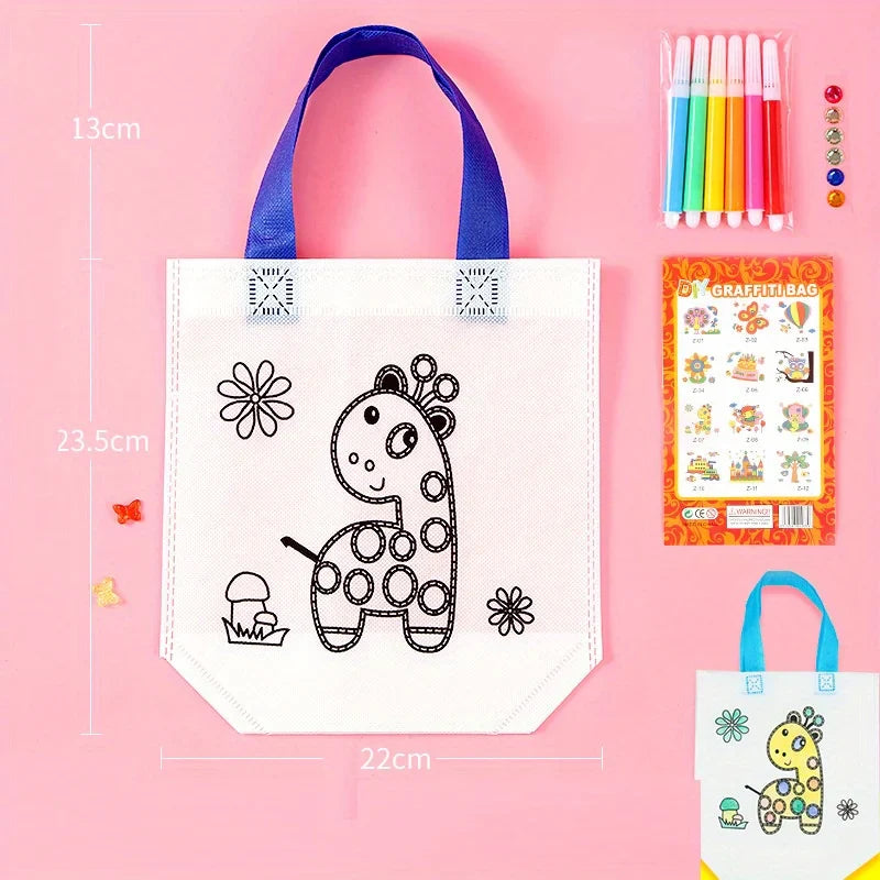 DIY Graffiti Coloring Tote Bag & Markers – Arts & Crafts Kit
