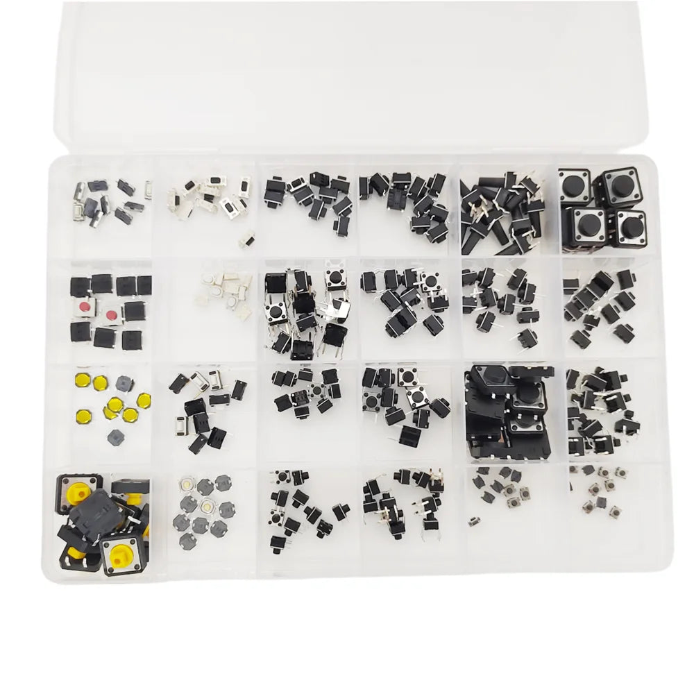 240pcs/box Micro Momentary Tact Switch Tactile Push Button Switch 24 Values 4 pin/3 pin/2 pin 2*4 3*6 4*4 6*6 Assortment Kit Peaceful Pleasures Health and Wellness