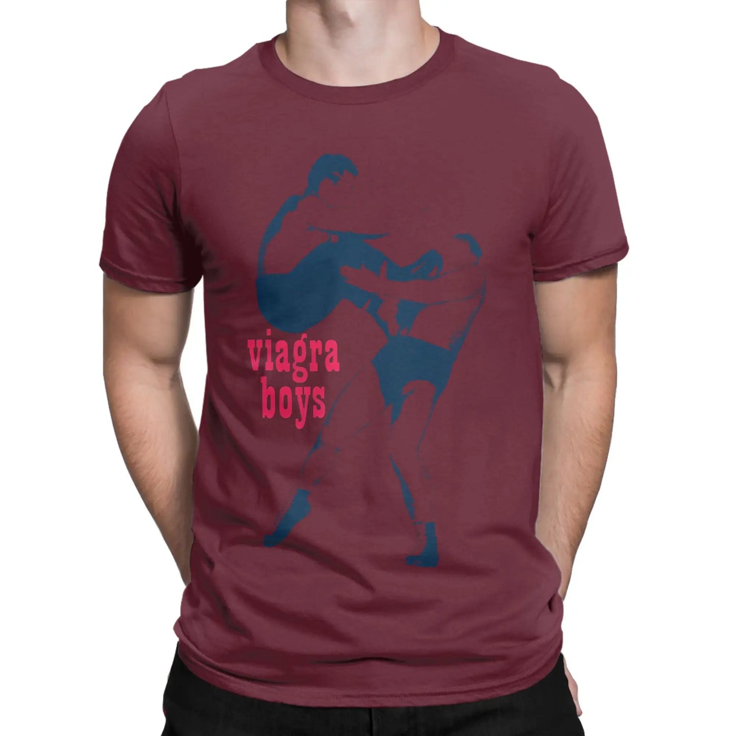 Viagra Boys T-Shirts Men Rock Leisure 100% Cotton Tee Shirt O Neck Short Sleeve T Shirt Gift Idea Clothes Peaceful Pleasures Health and Wellness Burgundy S