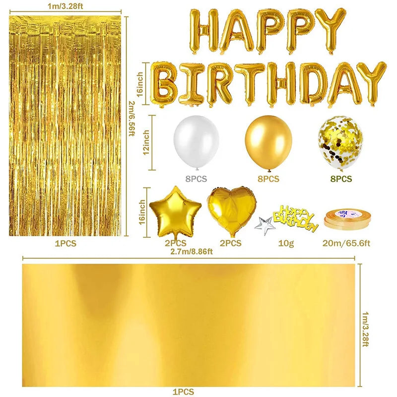 Rose Gold Glitter Birthday Decoration Balloon Rain Silk Tablecloth