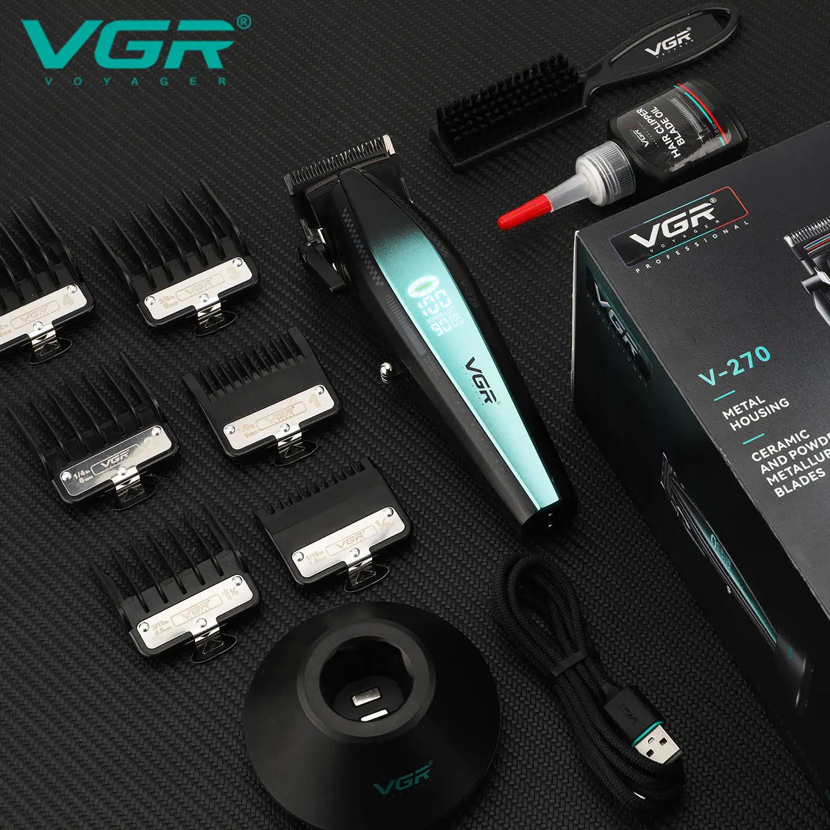 VGR V-992 V-270 high-end men's hair clipper with gradient color body, professional hair trimmer with LCD digital display and pus Peaceful Pleasures Health and Wellness