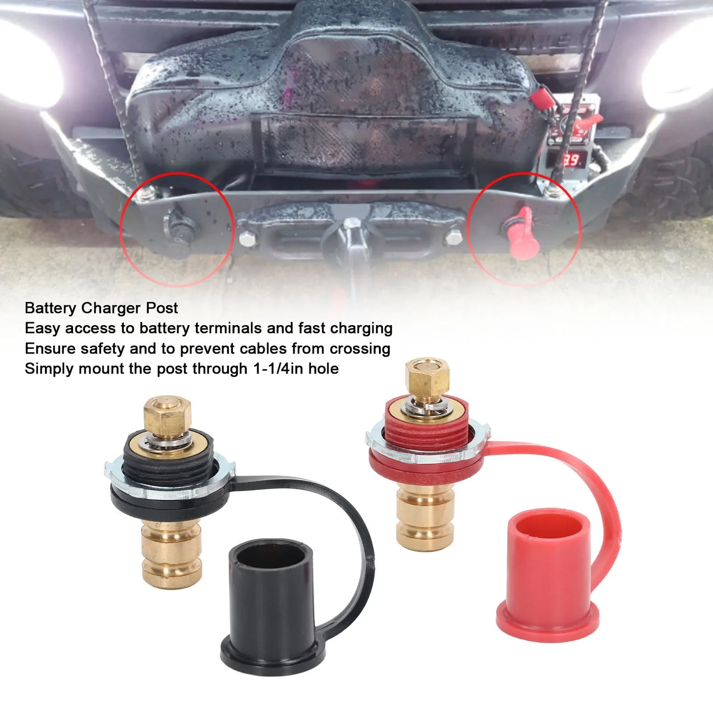 Battery Post Stud Car RV Truck Charging Pile Jumper Terminal Black Red
