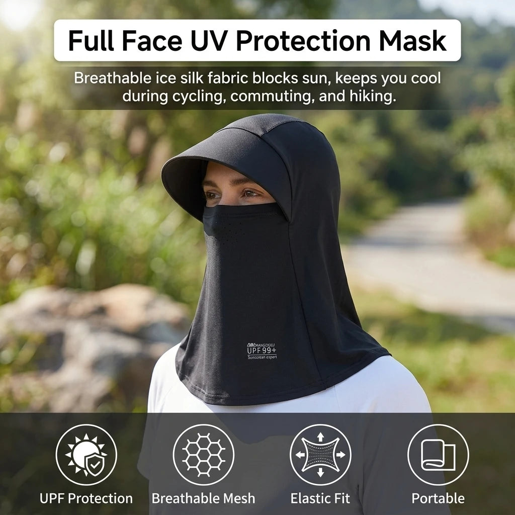 Ice Silk Sun-Protection Mask Full Face-Cover Cap UV-Protection Cycling Headwear Peaceful Pleasures Health and Wellness
