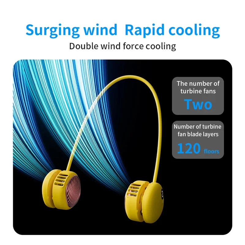 Lenovo USB-Charged Neck-Worn Fan 5 Speeds 360° Adjustable Lightweight Foldable Cooling Fan Rechargeable Silent Fan for Outdoor Peaceful Pleasures Health and Wellness