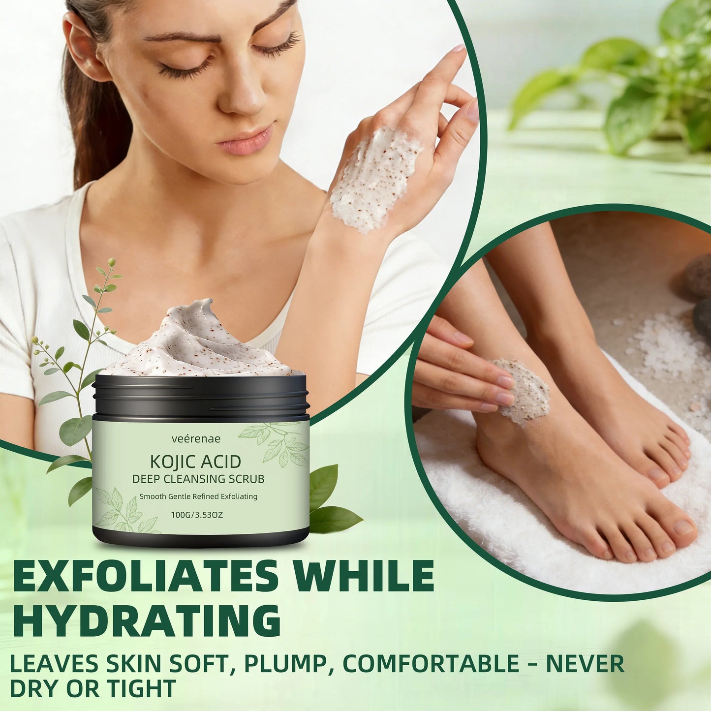 Veerenae Kojic Acid Cleansing Scrub – Face & Body Exfoliator