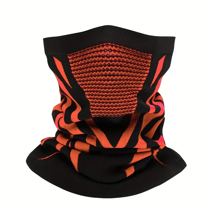 Mechanical Armor Netted Cycling Hoodie for Hiking, Skiing, Windproof, Insulating, Thick, Warm, Ear and Face Protection, Quick-Dr Peaceful Pleasures Health and Wellness Orange One Size