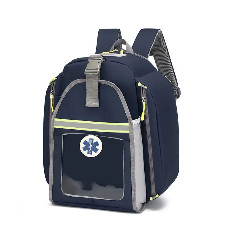 Waterproof AED Backpack Large Capacity Outdoor Medical First Aid Kits for Emergency Visits AED Storage Bag AED Equipment Bag Peaceful Pleasures Health and Wellness DarkBlue