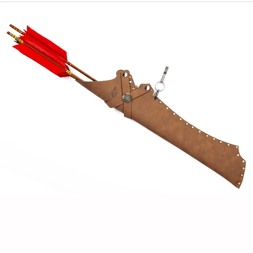 PU Leather Arrow Quiver Archery Bag Brown Black Retro Hunting