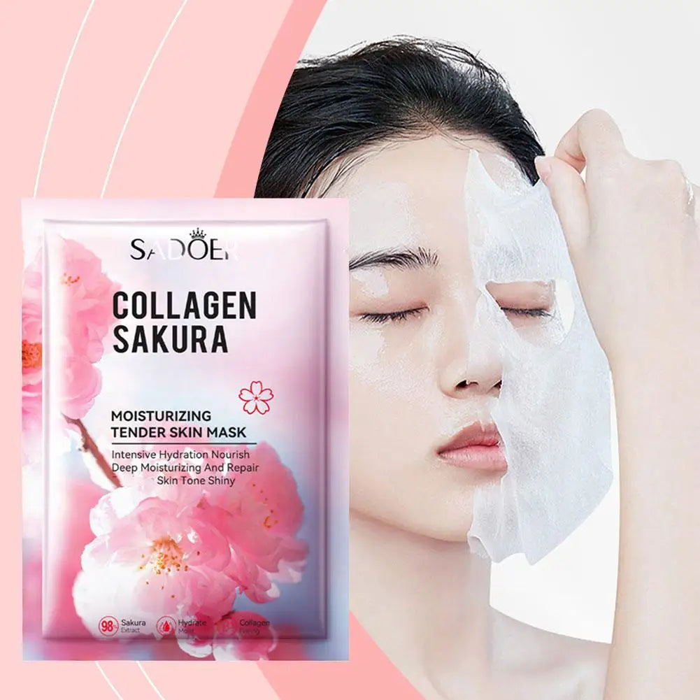 5pcs Sakura Collagen Face Mask - Moisturizing & Firming Peaceful Pleasures Health and Wellness