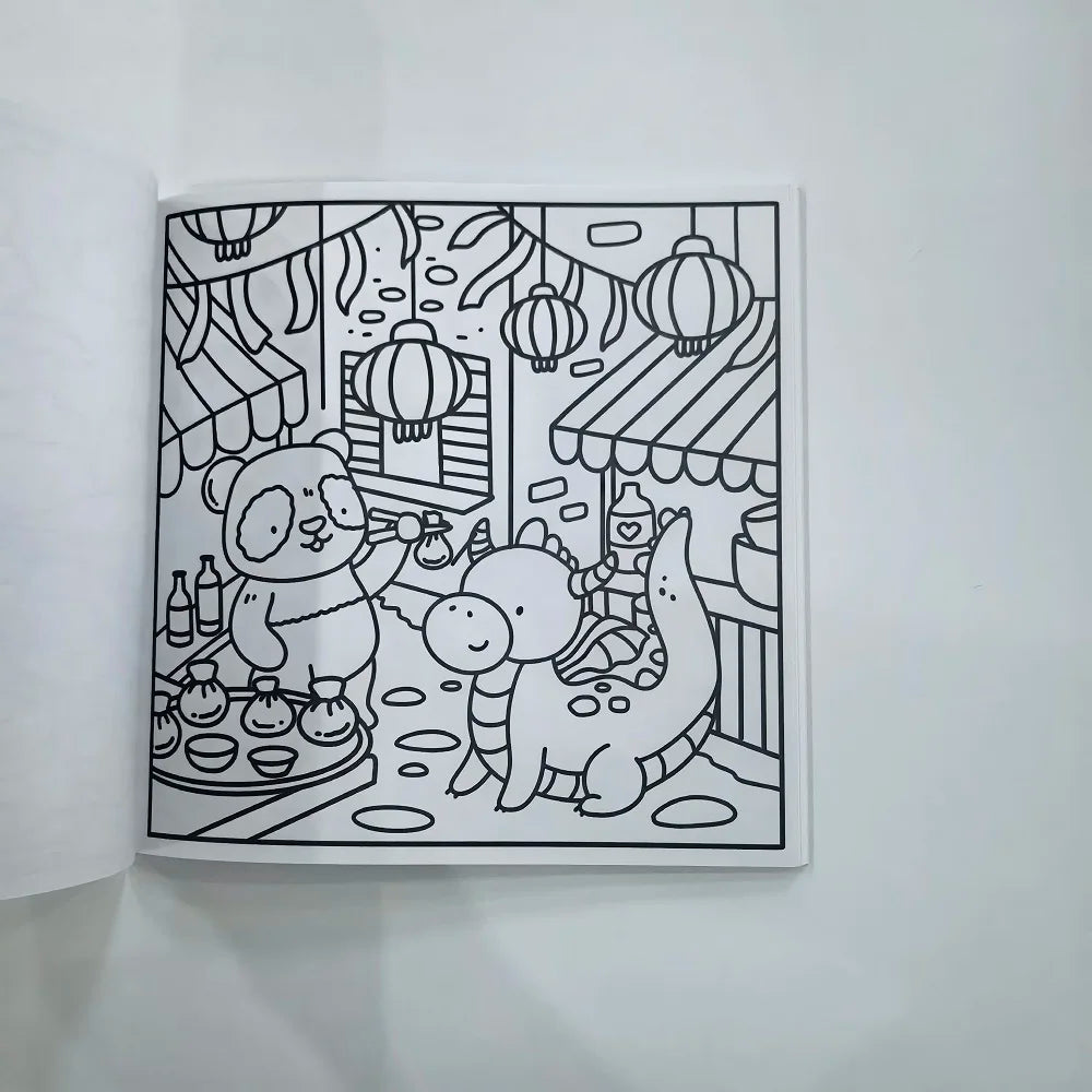 Cozy Escapes Cute Coloring Book Stress Relief Art Drawing Perfect