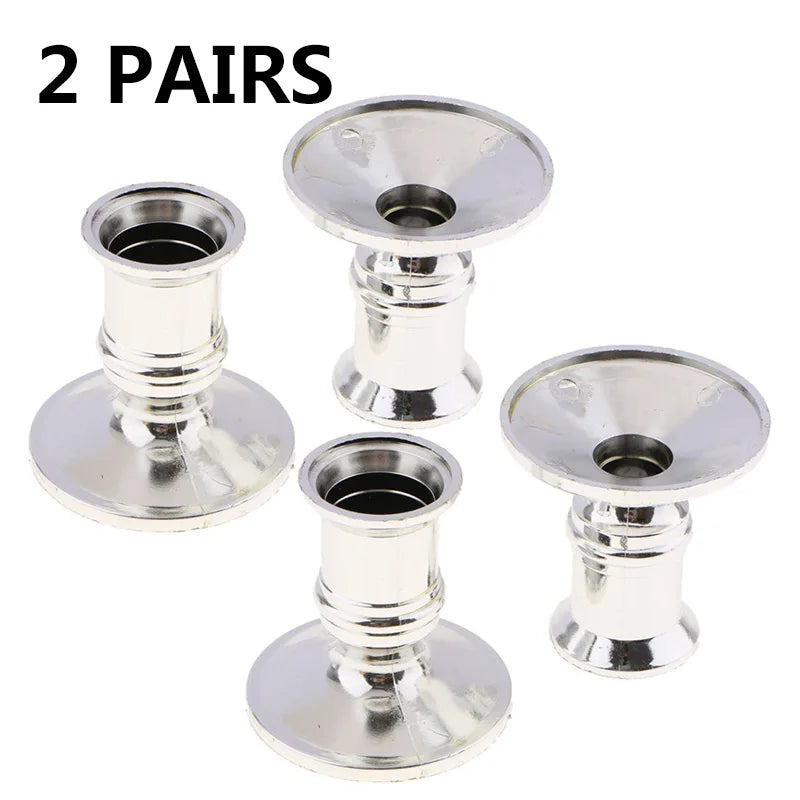 4-Pack Silver Taper Candle Holders | Classic Candlestick Base Set