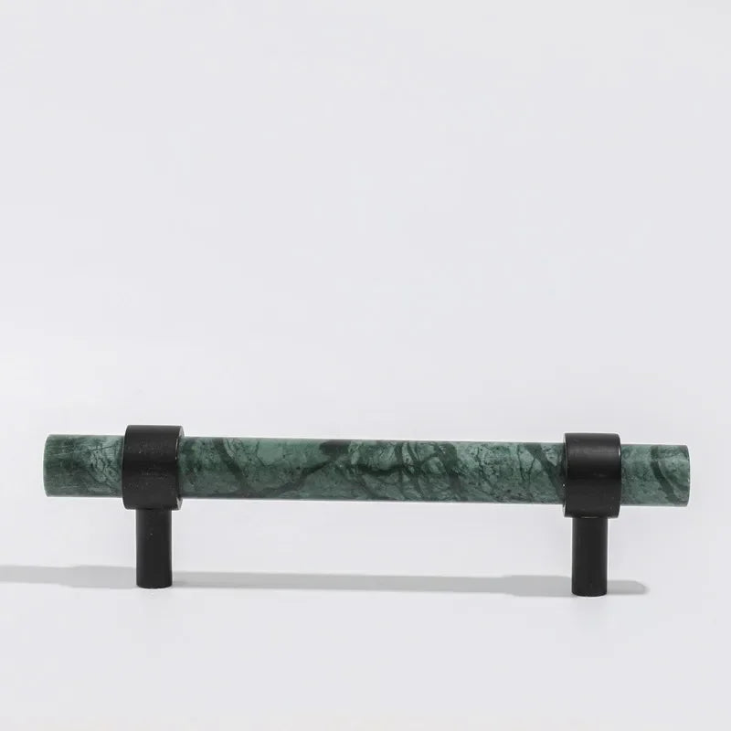 Green Marble & Black Brass Cabinet Drawer Pull Handle Knob