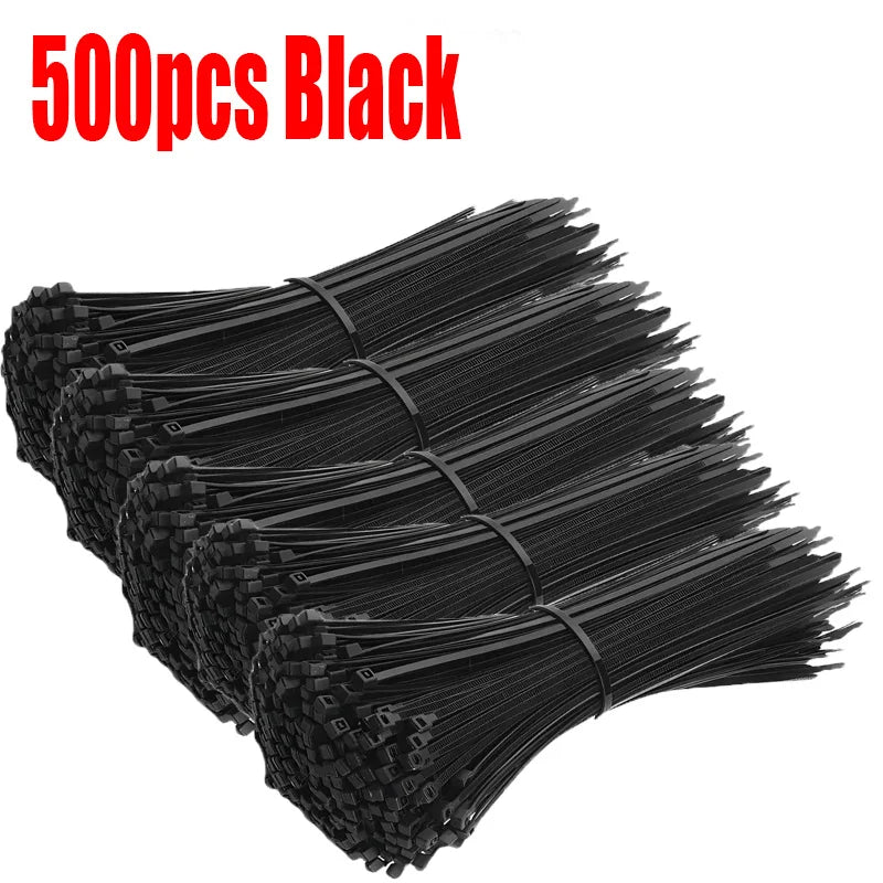 Reusable Nylon Cable Ties Self-Locking Zip Ties 100–500 Pcs