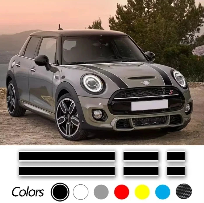 MINI Cooper Hood Trunk Vinyl Stripe Decal | Matte & Glossy Black