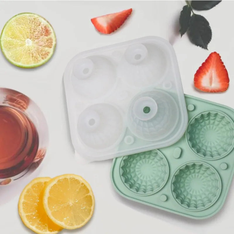 Cactus Ice Ball Mold – 4-Grid Silicone Sphere Ice Cube Tray